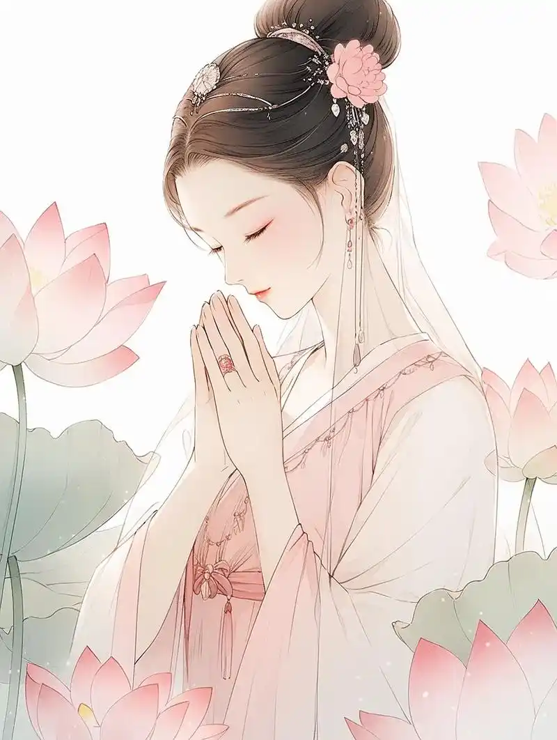 仙气飘飘的佛系女孩头像|荷花仙子古风插画.#古风 #女生头像 - 抖音