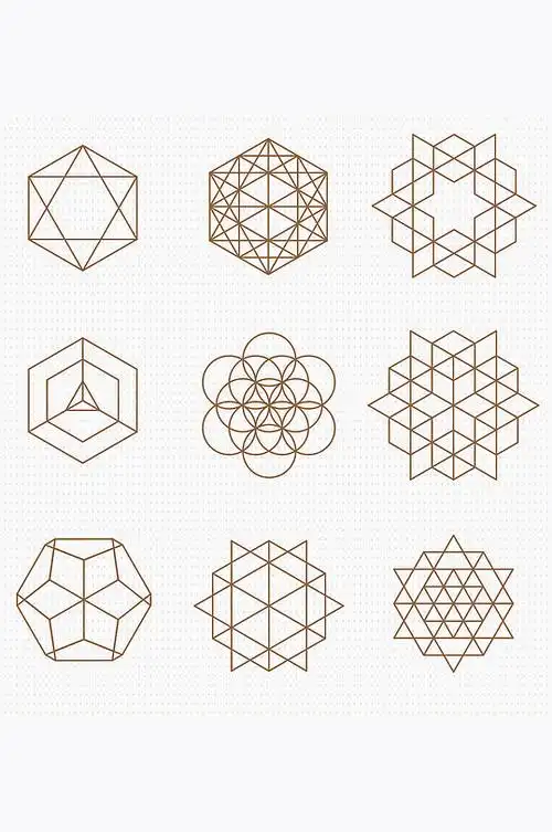 棕色线条几何图案矢量素材标签