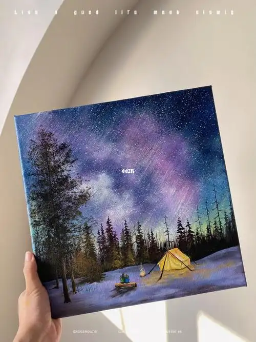 希望是苍盐海的极光手绘丙烯视频教程