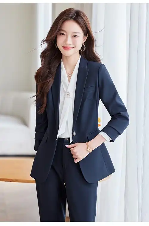办公室职员正装工作服西装外套女秋季修身一粒扣淑女气质通勤套装
