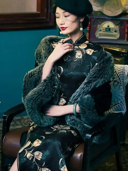 四小姐真丝改良妈妈旗袍中国风高端气质桑蚕丝老上海主持人礼服女