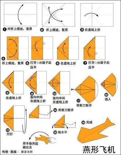 纸飞机的折纸步骤图解 怎样折燕形纸飞机