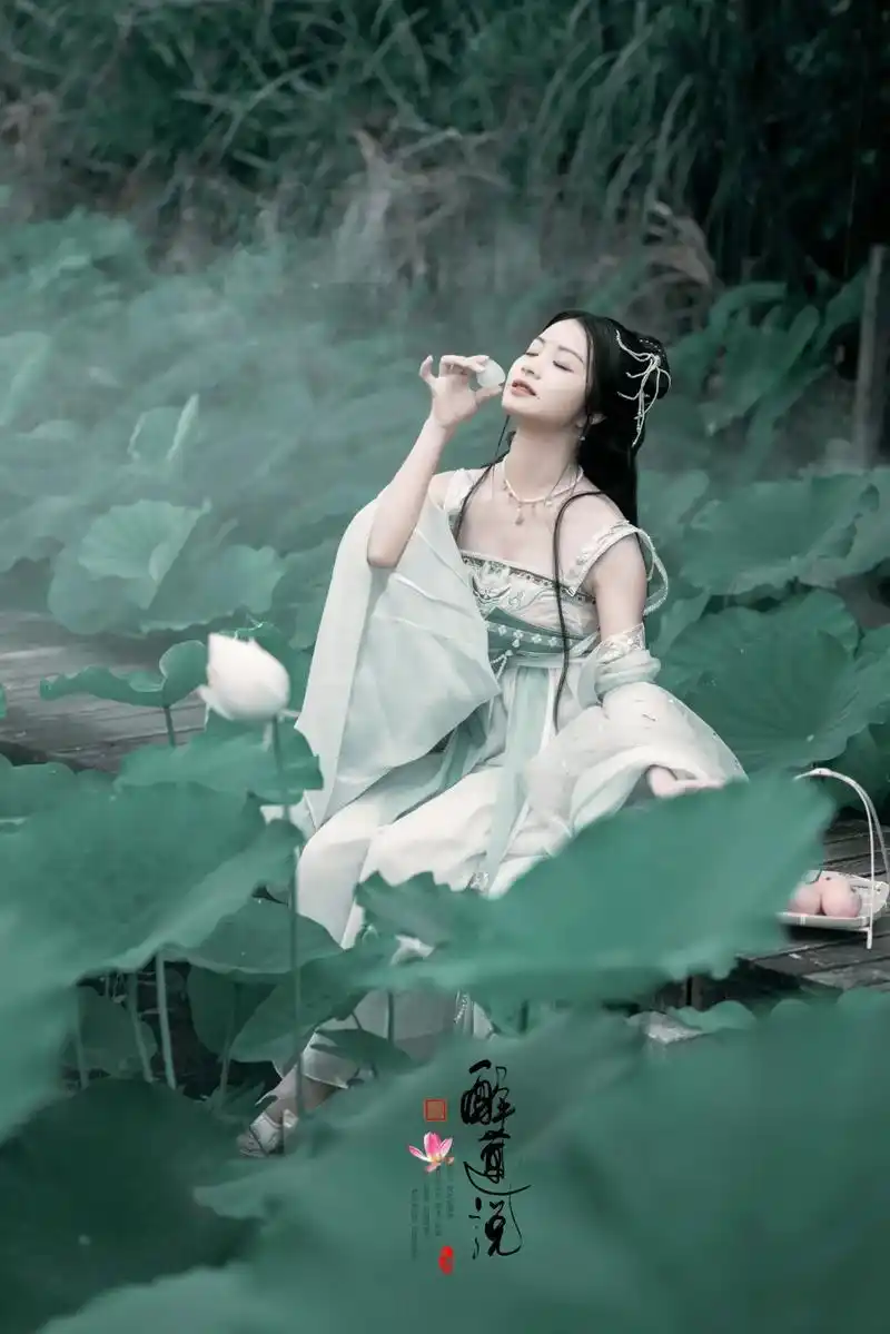 醉莲说#古风荷花人像#夏日荷花 #唯美古风 # - 抖音