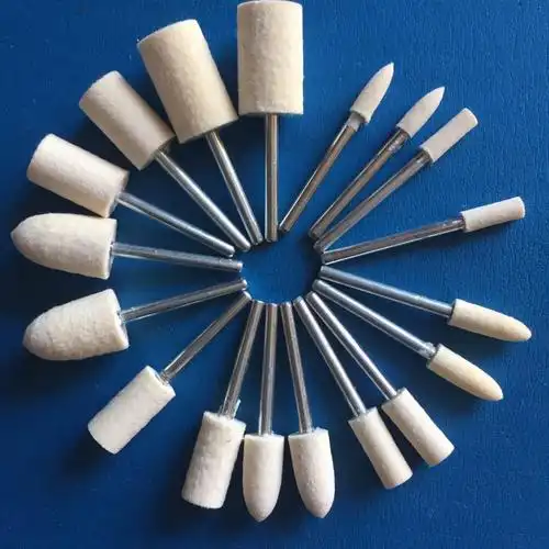 羊毛磨头 电磨头 玉石抛光磨头 精密仪器抛光磨头 带柄羊毛磨头 t型3*