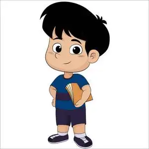 可爱的孩子,拿着一本书矢量图卡通人物儿童,遵守交通规则,孤独的红发