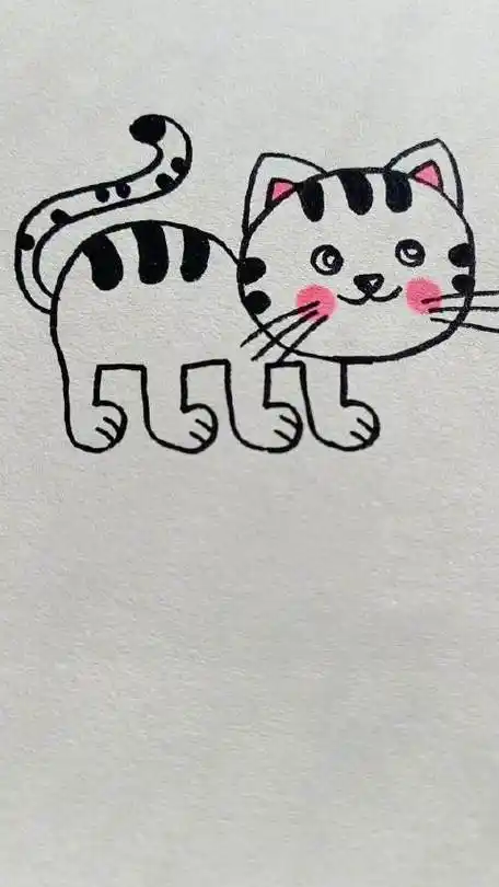 用4个5画猫咪,简单有趣~#简笔画#全球家居汇的微博视频