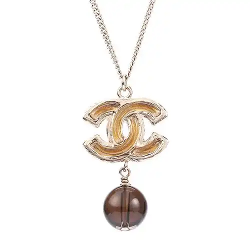 chanel(香奈儿) 浅金色双c琉璃珠吊坠项链