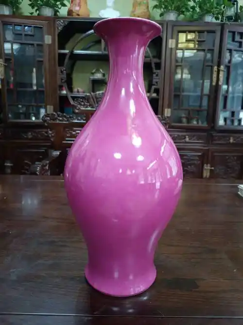 大清雍正年制胭脂红釉橄榄瓶_瓷器_中国_器物