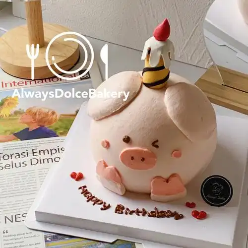 立体猪猪奶油蛋糕汕头宝宝周岁生日蛋糕