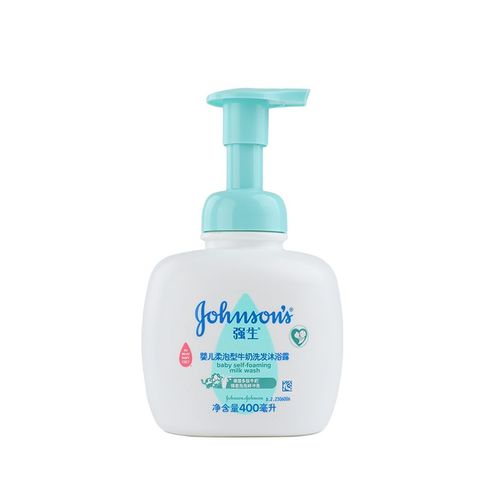 强生婴儿柔泡型牛奶洗发水沐浴露二合一温和无泪配方滋润清洁肌肤