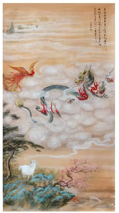 界画寒江---工笔画《龙飞凤舞》 实景图_古画_局部_效果