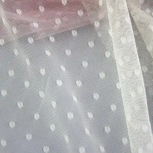 涤纶大点点纱网布 童装纱裙圆点网纱面料 新款现货婚纱布