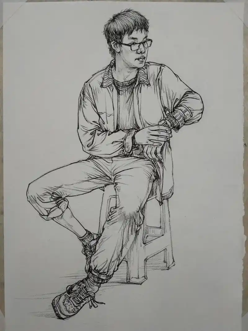 线性速写#单人速写 #美术生 #美术联考 #零基础学画画  - 抖音