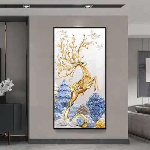 入户玄关装饰画轻奢竖版现代简约过道走廊尽头壁画大气客厅挂画