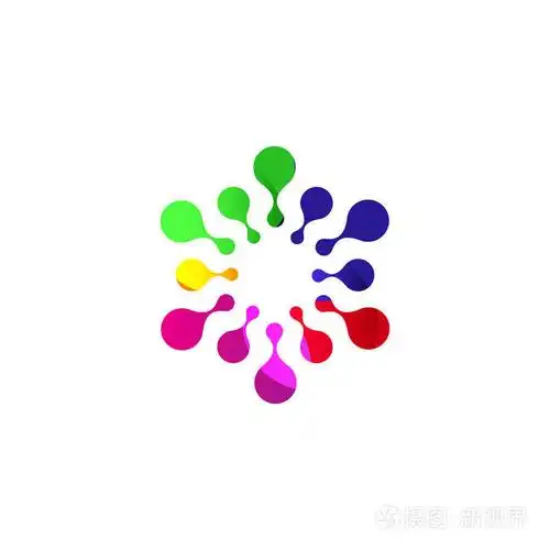 数字彩色隔离的环形 logo 模板.程式化的抽象雪花, 花或太阳矢量图.