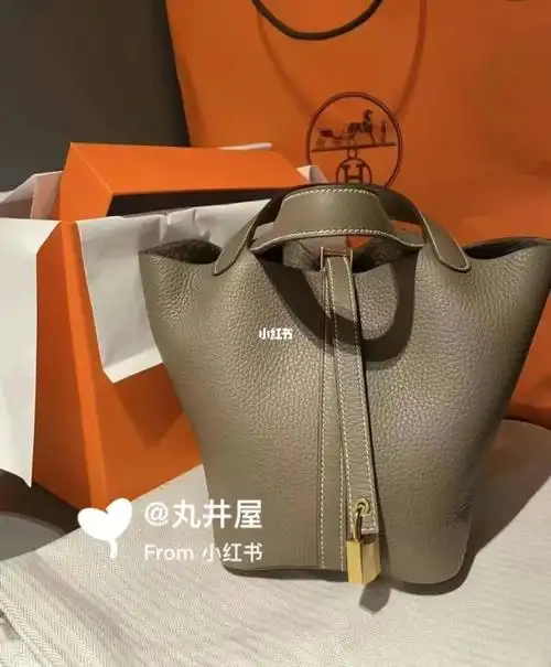 爱马仕菜篮子大象灰18金扣u刻国现