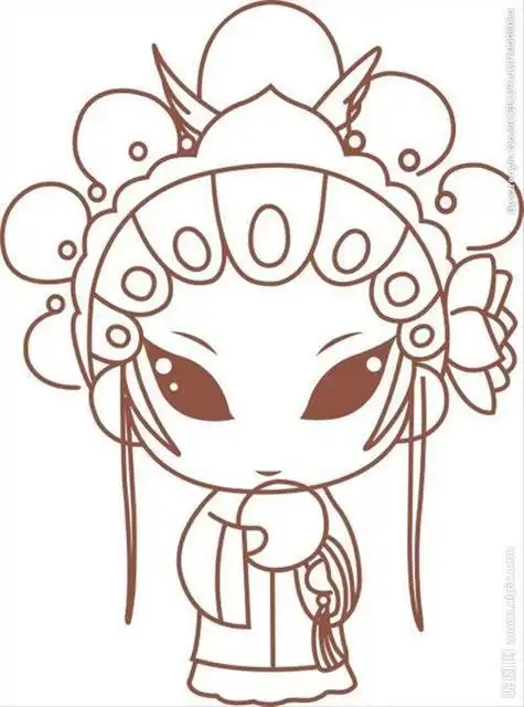 卡通京剧花旦衣服简笔画 简笔画图片大全-普车都