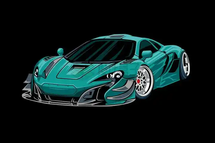 漫画风格绿色跑车汽车正面图png图片免抠矢量素材
