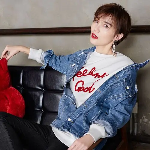 宋佳同款百搭休闲磨破牛仔宽松外套