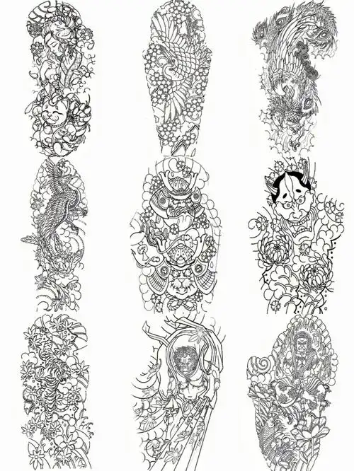 花臂纹身手稿图案线稿收藏日式