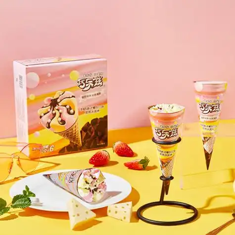 伊利巧乐兹草莓乳酪柠檬苏打口味脆筒冰淇淋雪糕70克6支盒