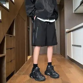 拉链冲锋短裤男夏季美式五分工装裤设计感小众休闲沙滩裤-阿里巴巴