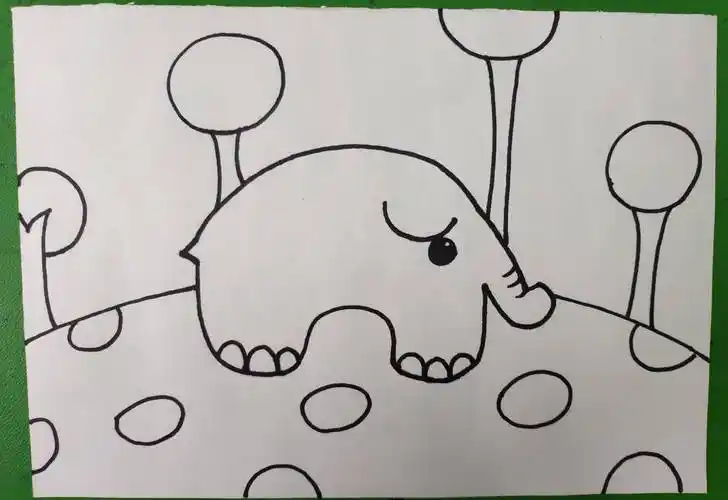 大象滑滑梯简笔画