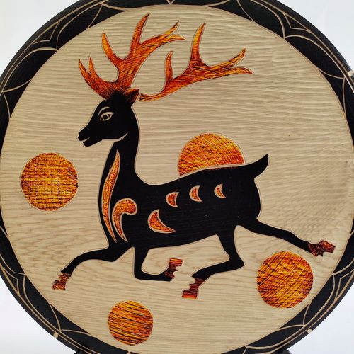 敦煌九色鹿木雕木刻画纯手工雕刻木板画木版画敦煌旅游纪念品包邮