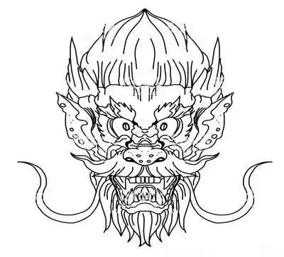 34张霸气的黑白龙头纹身手稿