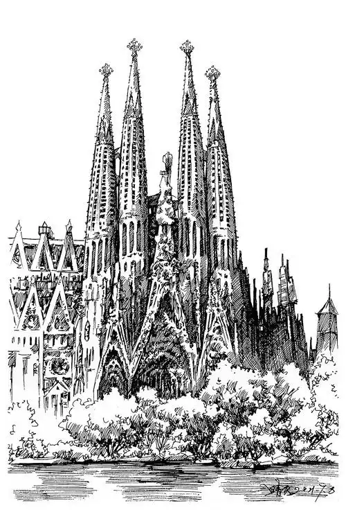 钢笔速写/建筑风景手绘/钢笔画/速写风景写生/素描建筑
