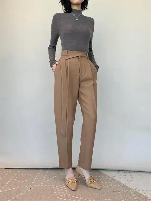 rarest丨设计感长飘带精纺羊毛锥形裤