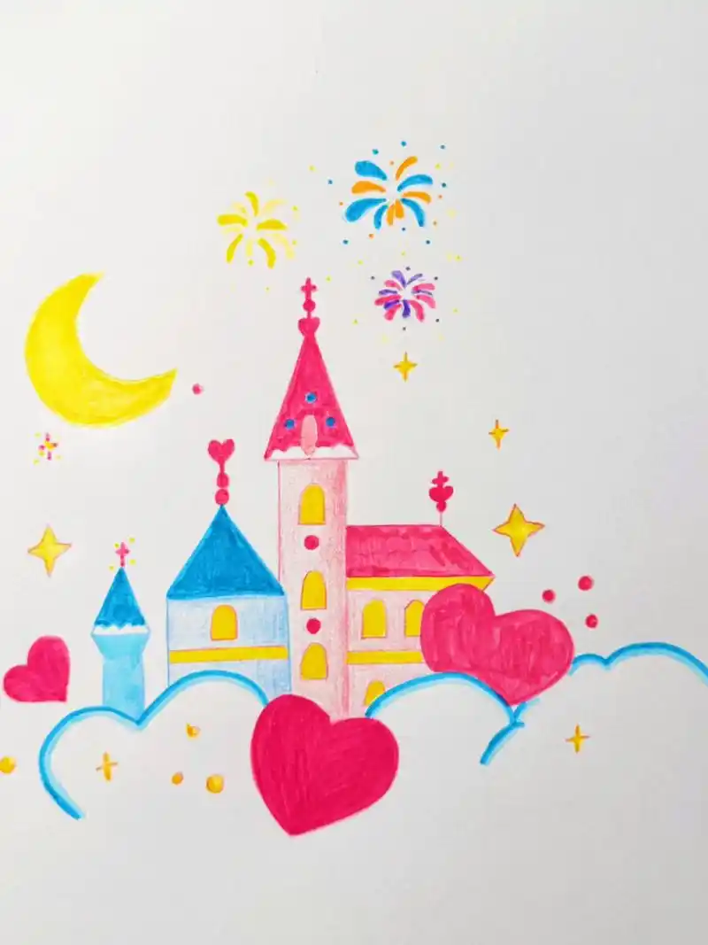 梦幻城堡简笔画#儿童简笔画#城堡主题绘画