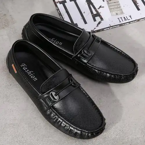 一脚蹬休闲皮鞋男士豆豆鞋个性男真皮春季新款韩版软底百搭懒人鞋