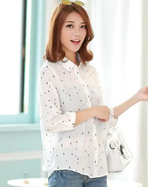 女款白底小花衬衫