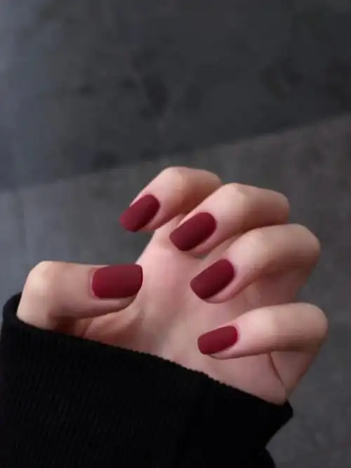 爱了爱了美甲红色磨砂