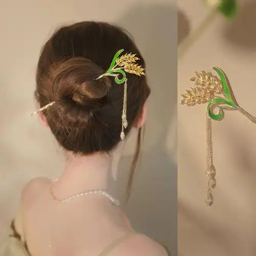 简约现代发簪古风丸子头盘发发钗配旗袍茶服步饰品新中式中式发饰