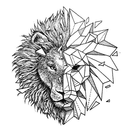 喵小姐手绘狮子纹身贴线条纹身贴性感脚踝手臂逼真防水刺青贴纸