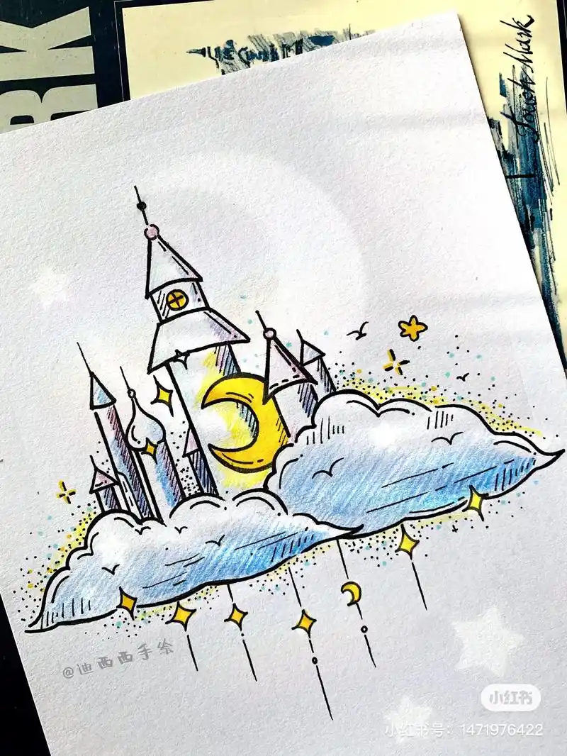 简笔画61插画-心愿城堡.#插画 #治愈系 #简笔画#手绘 # - 抖音