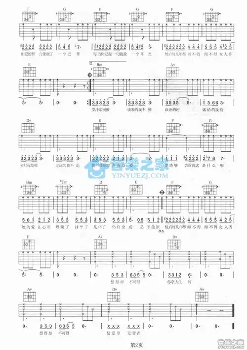 给自己的歌吉他谱 a调 李宗盛2