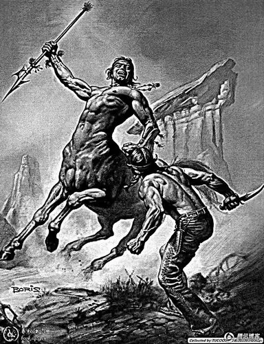 素描人头马的画