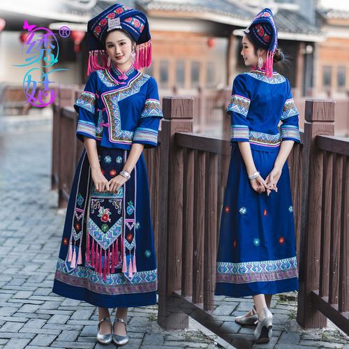 广西壮族传统服装少数民族壮锦刺绣服饰云南贵州苗族舞蹈演出套装【7