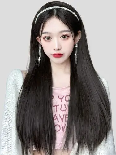 假发女长发自然全头套仿真人发丝黑长直发箍可拆卸半头套假发套