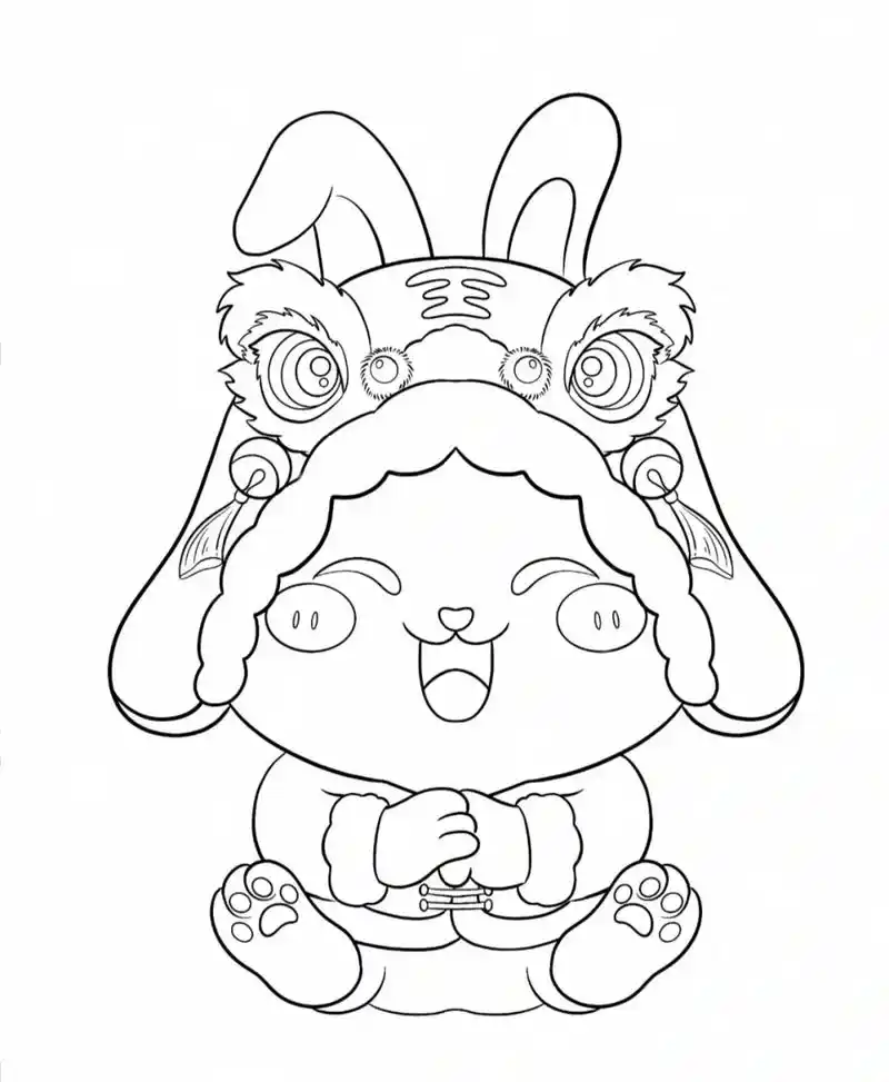 教你画一只可爱的小兔子,不仅有线稿,还有成品图哦!#图文伙伴 - 抖音