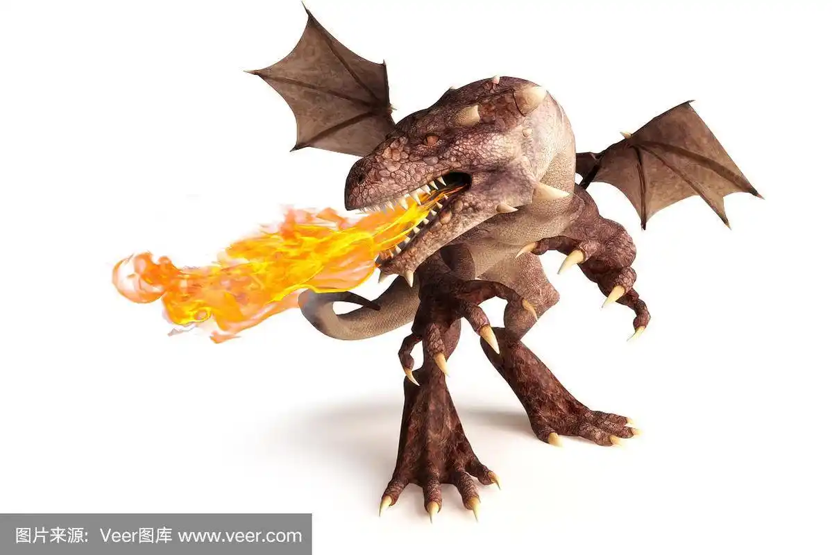 白色背景上的喷火龙.