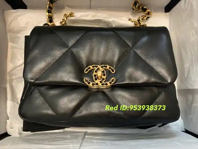 chanel香奈儿19bag19包黑金小号26cm