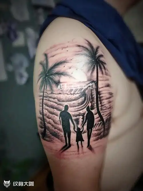 一家三口_纹身图案手稿图片_答毅鹏的纹身作品集