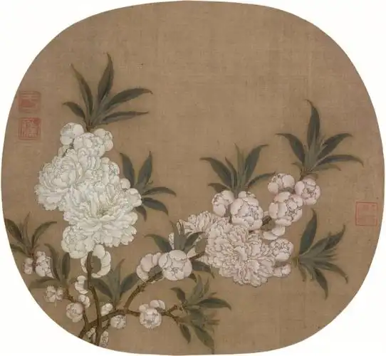 工笔花鸟画临摹宋人小品碧桃图