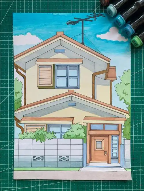 day566766马克笔手绘大雄的家