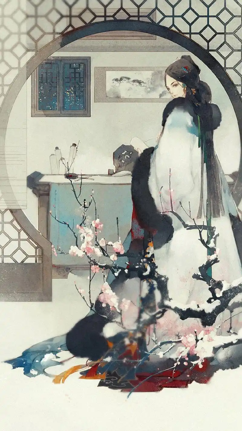 唯美古风插画图片手机壁纸