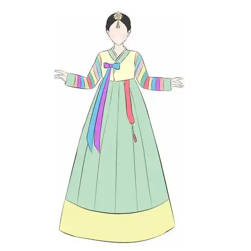 身穿传统民族服饰的朝鲜族女孩手绘插画8389050图片素材